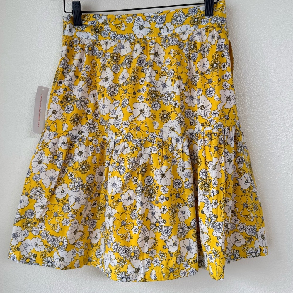 NWT ModCloth “Days In Doll Valley” Yellow Daisy Print Floral Tiered Skirt Size 6 - Picture 6 of 15